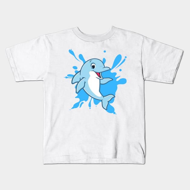 Cute Dolphin Design Kids T-Shirt by Pearsville